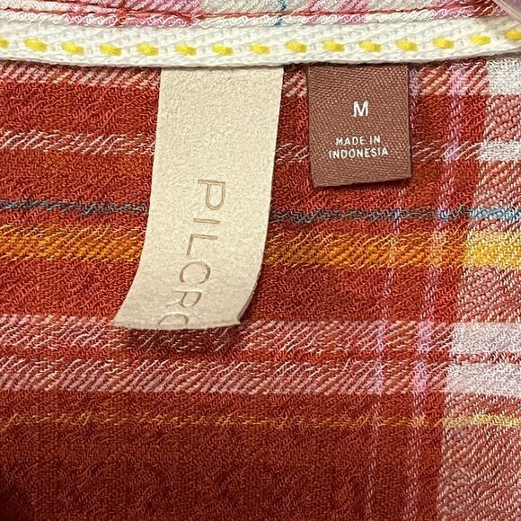 Pilcro Anthropologie The Hadley Relaxed Plaid Women’s Sz M Long Sleeve Shirt - Picture 2 of 8
